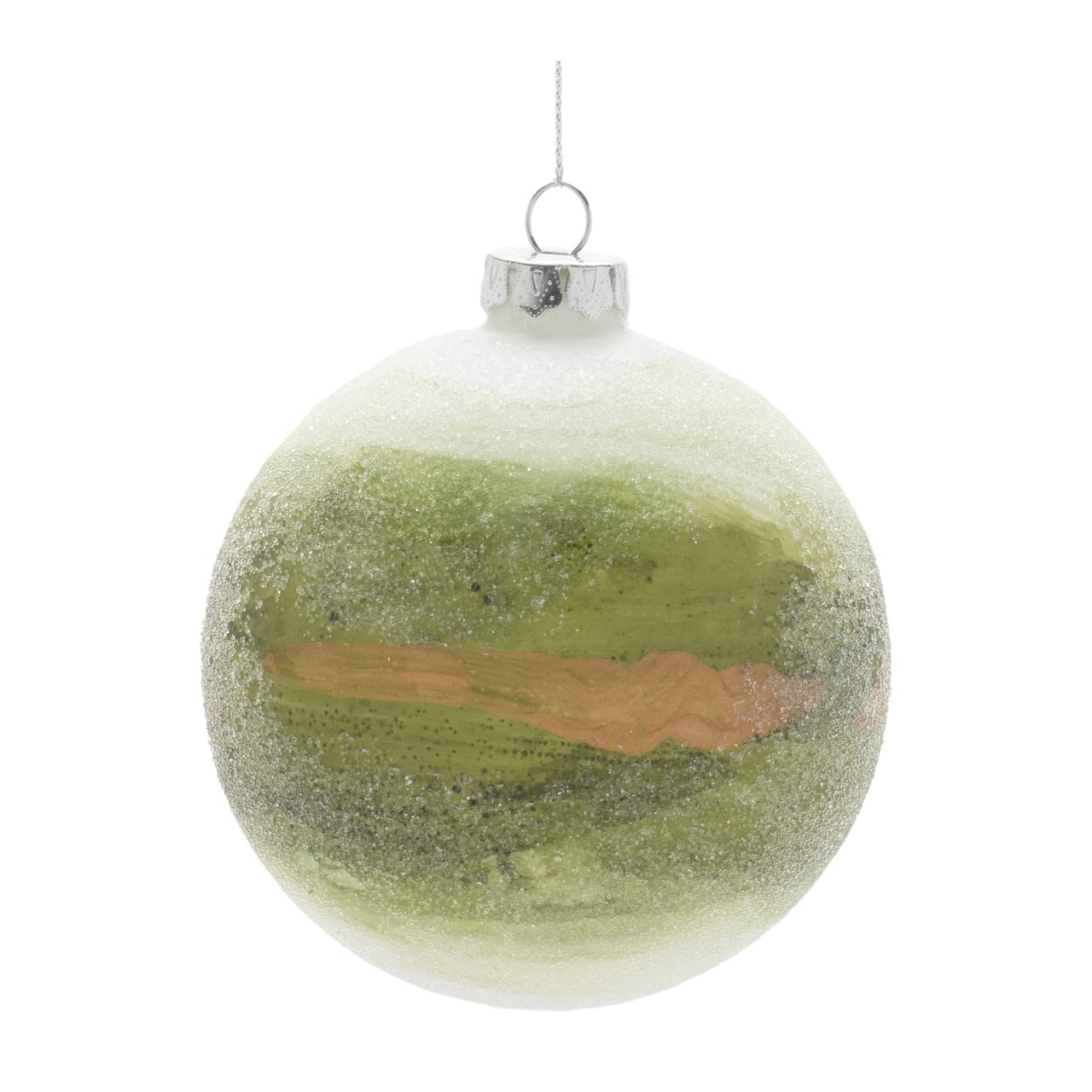 4.5" Green & Gold Painted Glass Ornaments, 6ct.